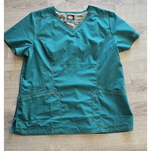 Dickies Green Scrub Top Womens Size XL Short Sleeves EUC